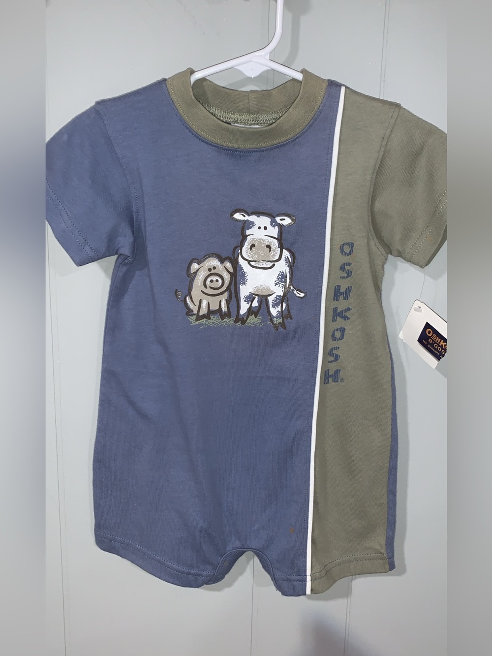 Vintage OshKosh Short Sleeve Romper Farm Animal Print - Color Block 12-18m